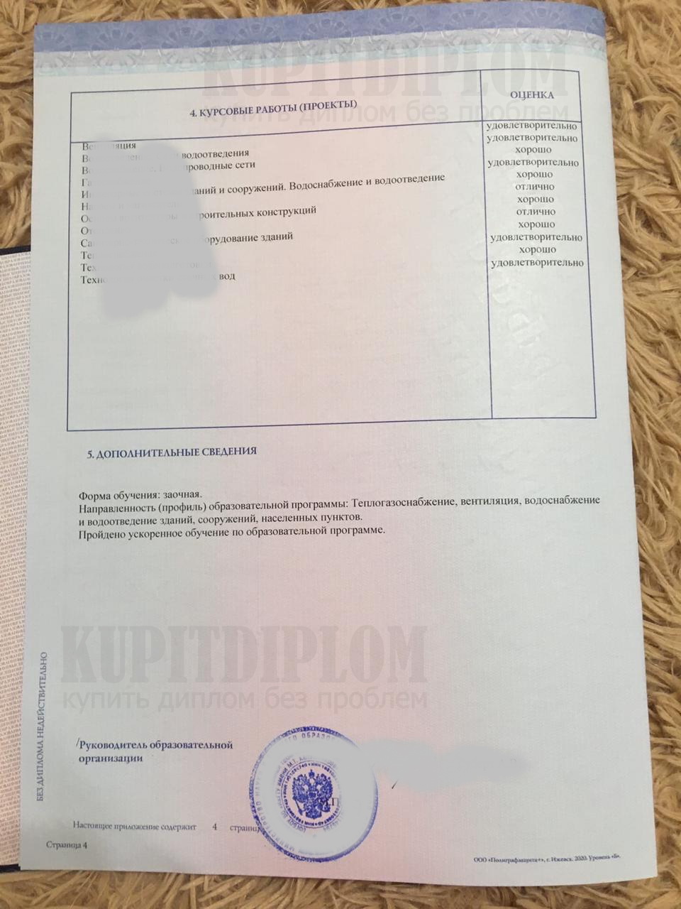 Курсовые работы, сведения о переименовании и профиле обучения в приложении диплома ИжГТУ 2021 года