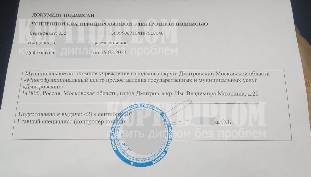 Электронная подпись на справке о несудимости из МФЦ Московской области
